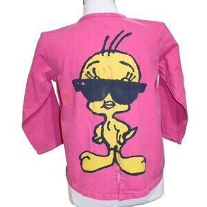 Vintage JG Hook Tweetie Shirt Small Paint Smock 1980s 90s Fishtail Big Graphic